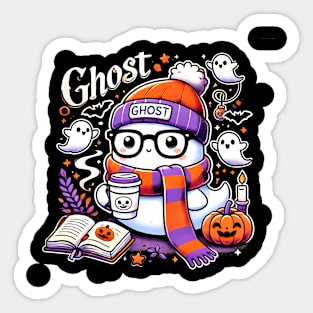 Cute Funny Halloween Geek Ghost Sticker